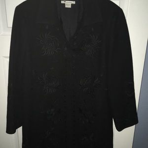 Nygard black embroidered dress coat